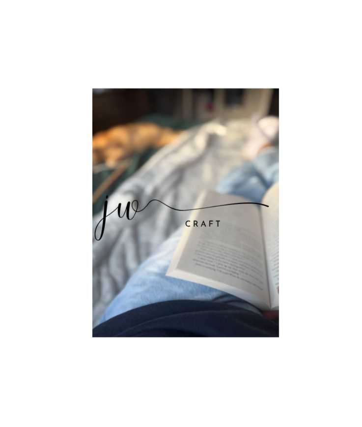 Open book with 'JW Craft' branding on a white background